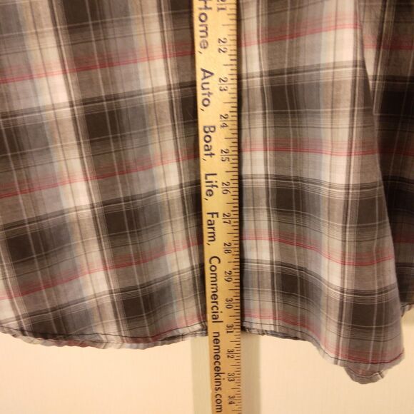 Bit & Bridle pearl snap shirt mens L Large gray plaid short sleeve western - Picture 5 of 8